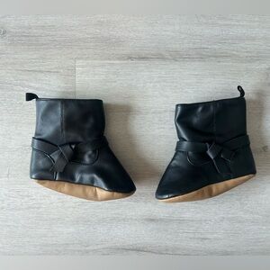 Black Baby Booties with a tie, Size 6-12 Months